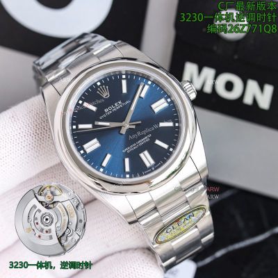 Clean Factory Rolex Oyster Perpetual 3230 Blue Face Watch 41mm 